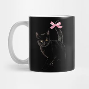 Cat with bow, coquette clothing, 90s Style T-Shirt, Pinterest Aesthetic Clothing, Cat lover Mug